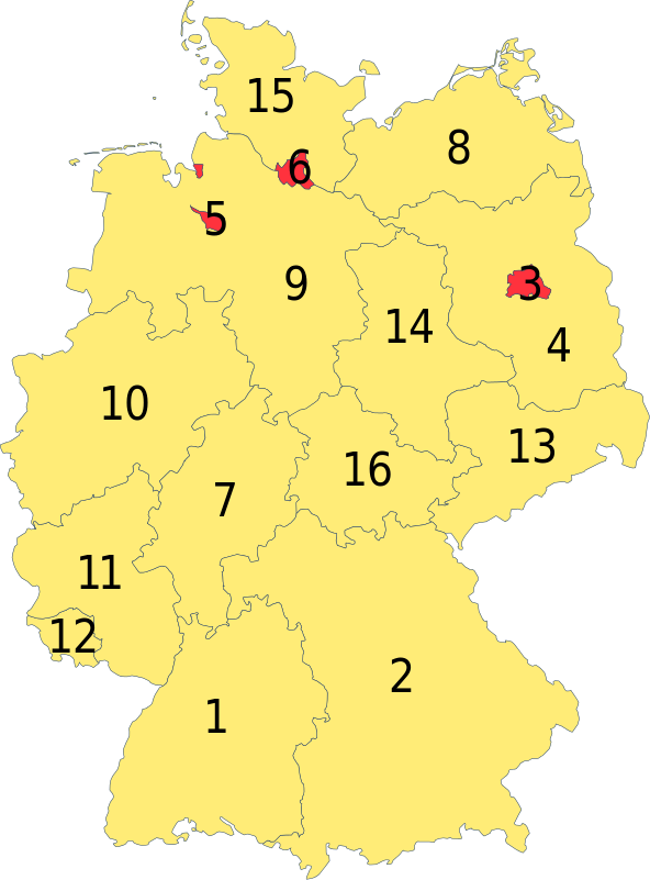 Els 16 Bundesländer (estats) d'Alemanya
