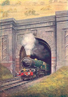 King George V exiting Box tunnel (CJ Allen, Steel Highway, 1928)