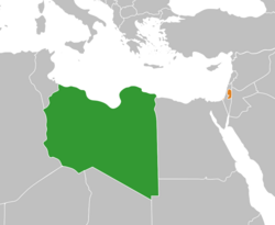 Peta menunjukkan lokasi Libya dengan Palestine