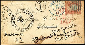 Adams Express Company postmark, with 'Paid 10'...