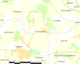 Mapa obce Fontclaireau