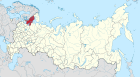 แผนที่แสดงสาธารณรัฐคาเรเลียในประเทศรัสเซีย