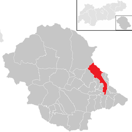 Poloha obce Nußdorf-Debant v okrese Lienz (klikacia mapa)
