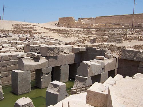 Nearby Abydos (Osireion pictured), after ceding its political rank to Thinis, remained an important religious centre.