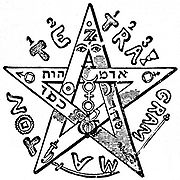 The occultist and magician Eliphas Levi's pentagram, which he considered to be a symbol of the microcosm, or human.