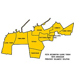 Peta kecamatan Ujung Tanah ring Kota Makassar