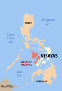 Mapa han Pilipinas nga nagpapakita kon hain nahimutangan an Rehiyon VI Katundan nga Kabisay-an