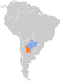 Distribución geográfica del doradito tucumano.