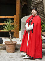 Reproduction of Gibraltar's traditional ladies red cloak worn for the Gibraltar Museum open day 2010.