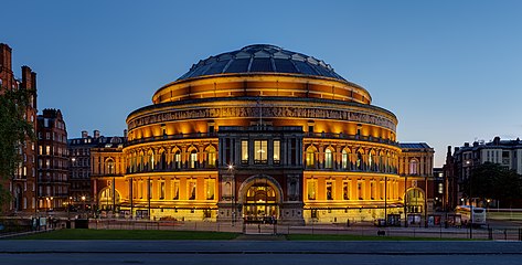 Royal Albert Hall, as viewed from the Albert Memorial in Kensington Gardens.