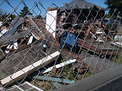 Broken wood from the destruction of the Roadhouse