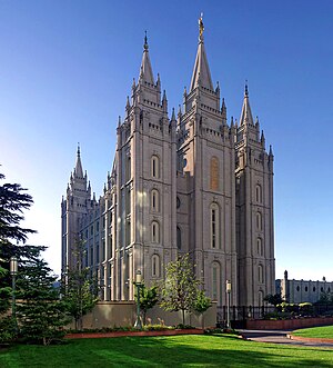 Salt Lake Temple in Salt Lake City, Utah, USA....