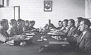 Sitzung der Provisorischen Regierung Litauens, die versuchte, die Eigenstaatlichkeit der Zwischenkriegsrepublik während des Juniaufstands in Litauen im Jahr 1941 wiederherzustellen