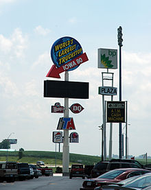 Signage for Iowa 80, the world's largest truck stop. It is located in Walcott, Iowa. Signage - Iowa 80 - World's Largest Truck Stop.jpg