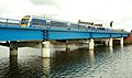 A train crossing the bridge.