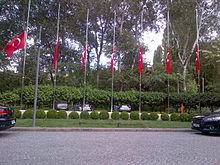 Turkish flags at half mast after the 2016 Ataturk Airport attack Turkish flags at half staff.jpg