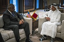 Austin meets with Qatari Prime Minister Mohammed bin Abdulrahman Al-Thani in Doha, Qatar, December 19, 2023 United States Secretary of Defense Lloyd Austin meets with Qatari Prime Minister Mohammed bin Abdulrahman bin Jassim Al Thani in Doha, Qatar, December 19, 2023.jpg