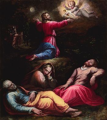 Giorgio Vasari: An angel strengthens Jesus pra...