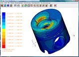 Die Modellierung durch finite Elemente, wie hier zur Spannungsanalyse eines Hubkolbens, führt auf lineare Gleichungssysteme mit sehr vielen Gleichungen und Unbekannten: eine für jeden Knotenpunkt des Gitternetzes.