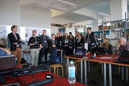 Participants of the GLAM on Tour station at the Technical Collection Dresden and the Transit Museum Dresden