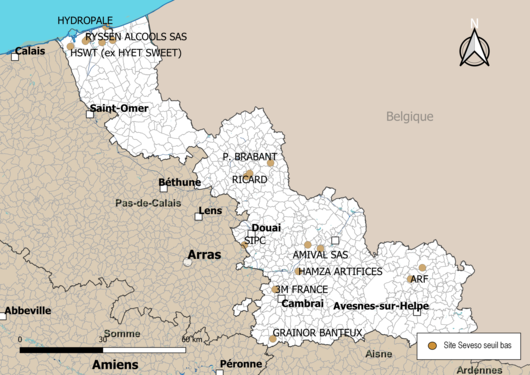 Carte des sites « Seveso seuil bas ».