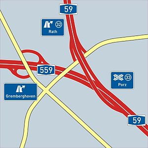 Übersichtskarte Autobahndreieck Porz