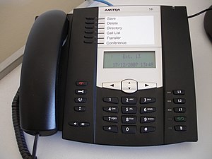 English: An Aastra 53i VoIP handset. Photo tak...