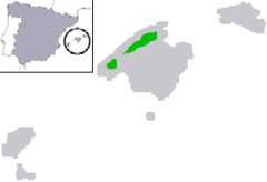 Em verde, distribuição geográfica do Sapo-baleares.