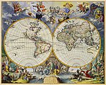 Volume 1 - 002 - NOVISSIMA TOTIUS TERRARUM ORBIS TABULA -Wereldkaart in 2 hemisferen