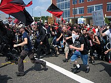 American anarchists at the protests of the 2008 Republican National Convention in St. Paul, Minnesota Black bloc at RNC running.jpg