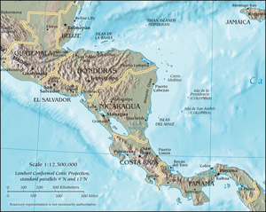 English: Map of Central America by the CIA Wor...