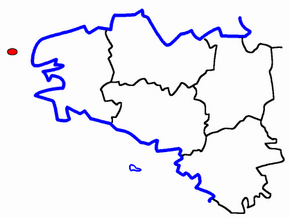 Kanton Ouessant na mapě regionu Bretaň