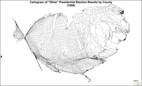 Cartogram of "other" presidential election results by county