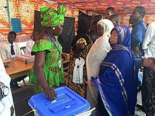 Chadian woman voting during the 2016 presidential election Chadian woman voting during the 2016 presidential election.jpg