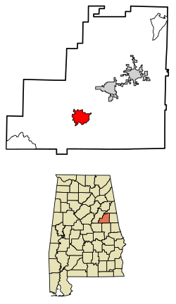 Location of Millerville in Clay County, Alabama.