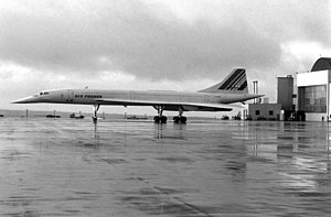 A left side view of an Air France Concorde sup...