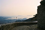 Blick von Erice über Trapani auf Favignana und Levanzo