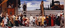 Lord Leighton's Cimabue's Celebrated Madonna of 1853-55 is at the end of a long tradition of illusionism in painting, but is not Realist in the sense of Courbet's work of the same period. Frederic Leighton - Cimabue's Madonna Carried in Procession - Google Art Project 2.jpg