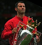 Ryan Giggs with the Premier League trophy in August 2008