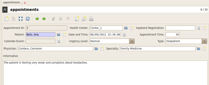 GNU Health - Appointments - Form