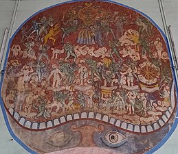 Mural depicting hell above the southern entrance.