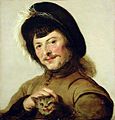 Navolger van Frans Hals, Jongeman die een kat aait, Museumslandschaft Hessen Kassel[40]
