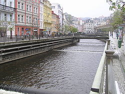 Řeka Teplá v Karlových Varech