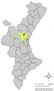 Localização do município de Olocau na Comunidade Valenciana