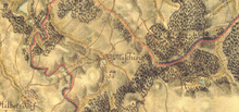 Mapa Prvního vojenského mapování z roku 1764. Uprostřed obrázku je vyobrazeno několik domů a tři rybníky s nápisem Misching, okolo sídla jsou tmavě zelenou barvou zakresleny lesní porosty. Na levém okraji je vyobrazena obec Heroltice pod tehdejším názvem Hilbersdorf. Okolo území Měšína je červeně vyznačena českomoravská hranice. Pravou stranu obrázku tvoří lesní porost s nápisem Pfaffen-Wald.
