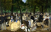 愛德華·馬奈的《杜伊勒里花園音樂會》，76 × 118cm，約作於1862年，自1917年起收藏[83]