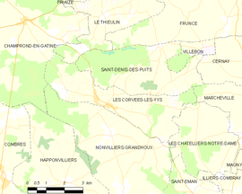 Mapa obce Les Corvées-les-Yys