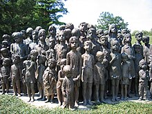 Memorial to the murdered children of Lidice. Some Lidice children were spared because they were considered suitable for "Germanization". Memorial lidice children (2007)-commons.JPG