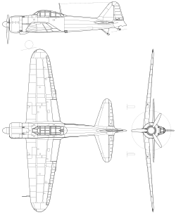 Az A6M2 háromnézeti rajza