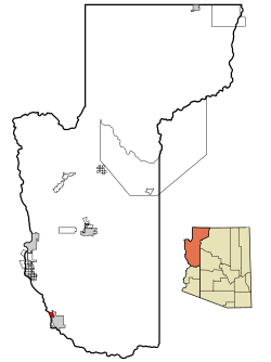 Location in Mohave County and the state of Arizona